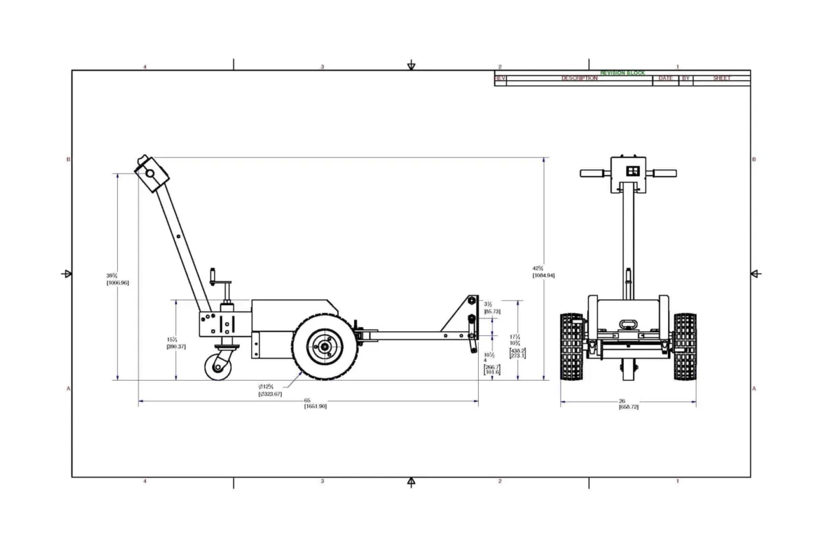 AircraftCaddy 4K Jr. Electric Aircraft Tug dimension drawing