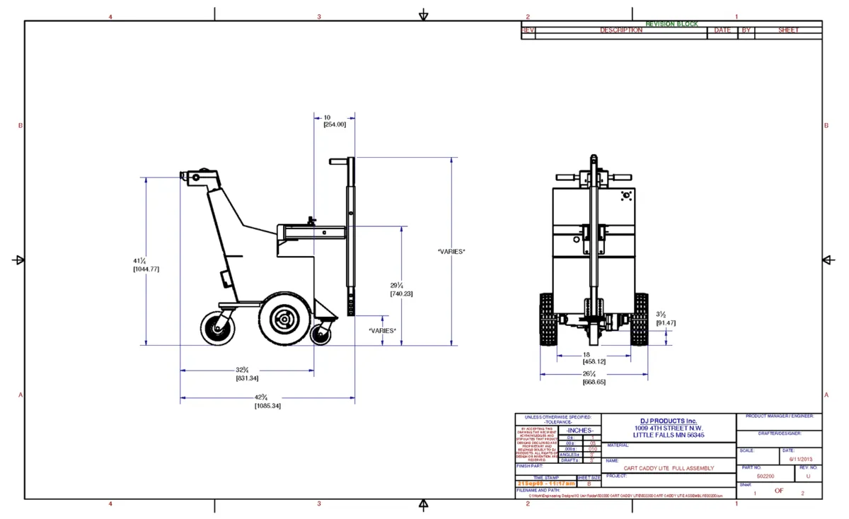 CartCaddyLite dimensions drawing