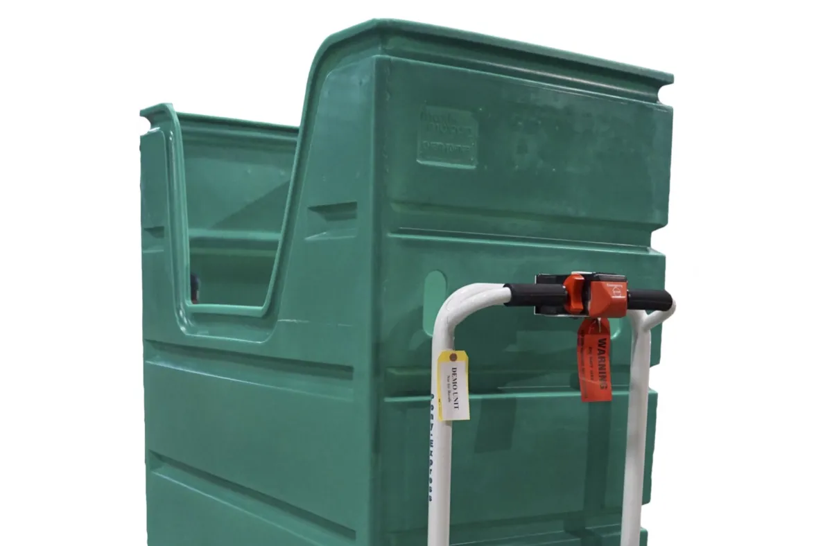 Pony Express motorized laundry cart with a green laundry bin